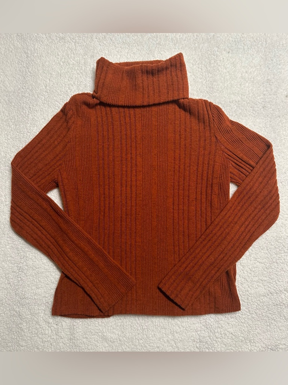 Rust Ribbed Turtleneck Sweater - Picture 2 of 5